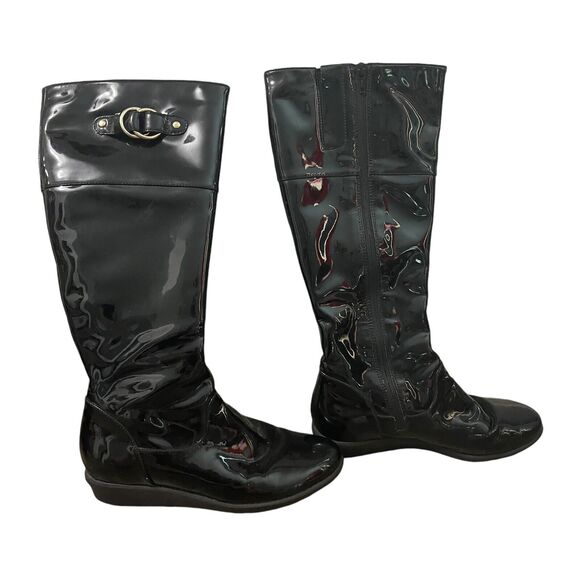 COLE HAAN Boots Women’s 6B Glossy Black Patent Leather Waterproof Tall - Picture 3 of 8